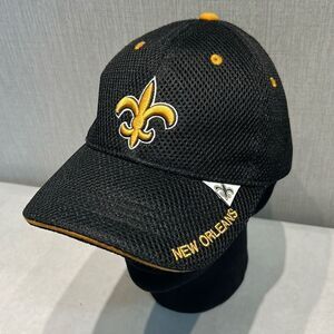 New Orleans Saints Hat Cap Adjustable Mesh Black Gold Sun Products